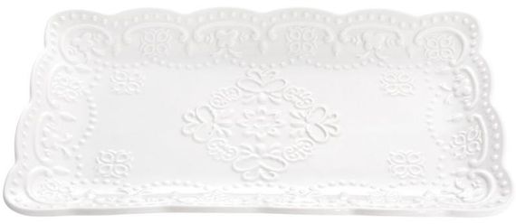 Блюда сервіровочні порцелянові (набір 2 штуки) "Біле Мереживо" 26х15см | Зображення 1