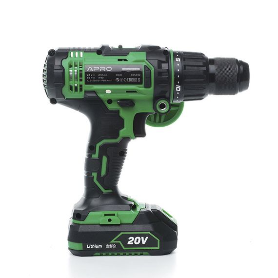Дриль-шурупокрут ударний APRO 20 В, 2 А, 20HD 2 АКБ, ЗП, кейс 8950321 | Зображення 2