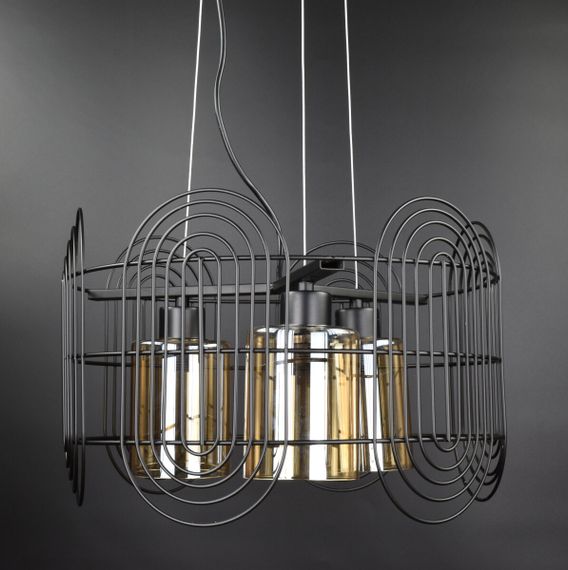 Люстра підвісна LOFT на 3 лампочки 26694 Чорний 35-120х40х40 см. | Зображення 1