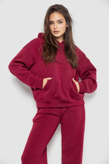 Спортивний костюм жіночий на флісі, колір бордовий, 241R2001-2 | Зображення 1