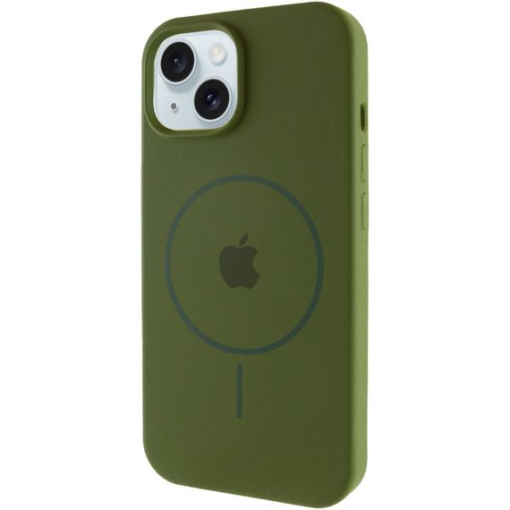 Чехол Silicone Case Full Protective (AA) with MagSafe для Apple iPhone 15 Plus (6.7") Зеленый / Dark Olive
