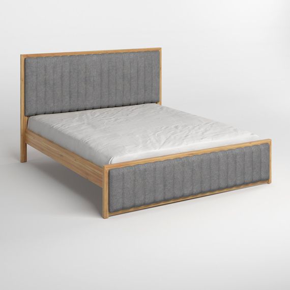 Двоспальне дерев'яне ліжко Mebigrand Відень Горіх світлий/Аляска 93 (Сірий) 180х200 см (MBG-9999) | Зображення 1