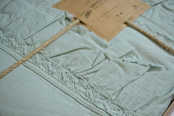 Постельное белье Limasso Stonewashed Francesca 200 х 220 см Mint | Зображення 6
