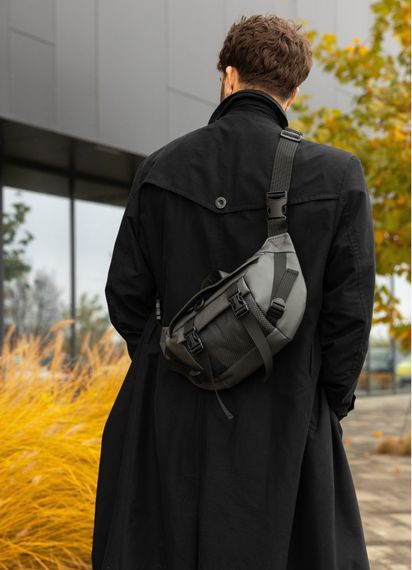 Большая мужская сумка бананка Sambag DynamicDart графитовая 38×21×7 см (80411009m) | Зображення 6