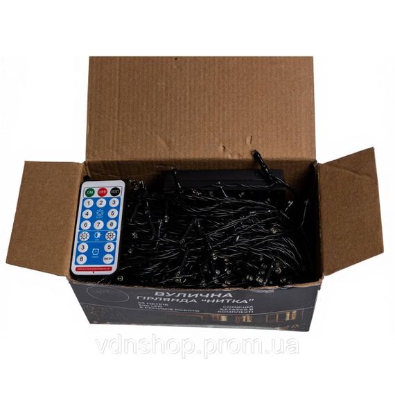 Новорічна гірлянда вулична 50 м 500 LED з сонячною батареєю чорний провід Білий SB500L50MBW | Зображення 2