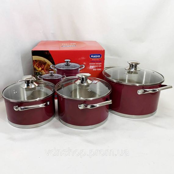 Набір посуду для дому, Набір високих каструль каструль з жаростійкою кришкою HV-19