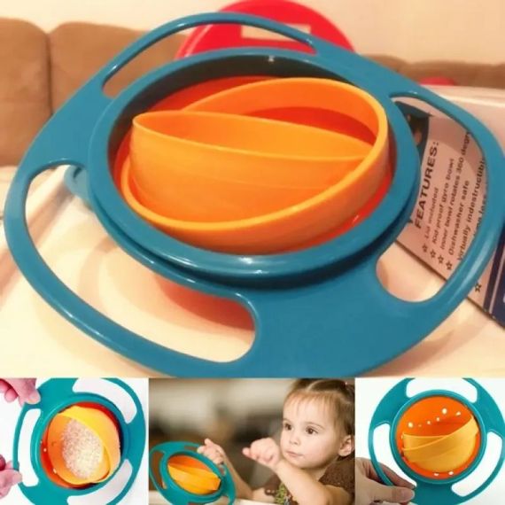 Дитяча тарілка-непроливайка "Universal Gyro Bowl", тарілка непроливайка неваляшка, посуд для дітей | Зображення 6
