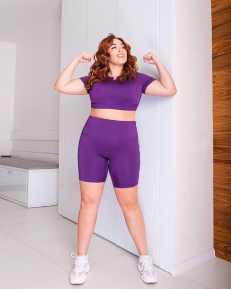 Жіночий спортивний костюм plus size FS1657 Фіолетовий | Зображення 2