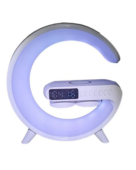 Настольная лампа-ночник Led Wireless Charging Speaker Google G11 (8527) 15W  беспроводная с колонкой, радио, будильником и беспроводной зарядкой White | Зображення 6