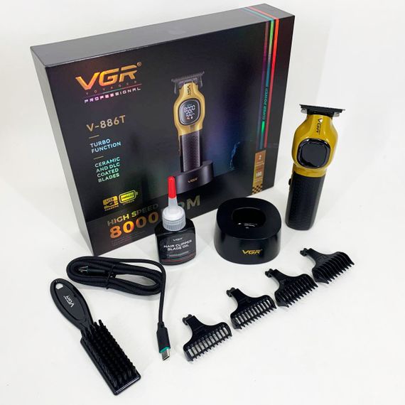 Тример для стрижки волосся VGR V-886T GOLD 8000RPM 4 насадки | Зображення 2