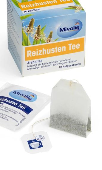 Лікарський чай листя подорожника Mivolis Reizhusten Tee – від подразливого сухого кашлю, 12 пакетиків | Зображення 1