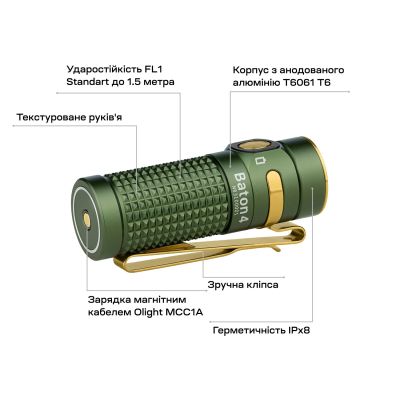 Фонарь Olight Baton 4 OD Green (0.0000.0862) | Зображення 6