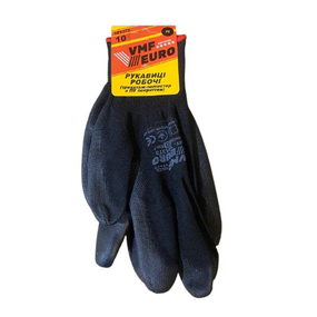 Рукавички 101373б поліестер поліуретанове покриття р.10(XL) чорний VMF EURO