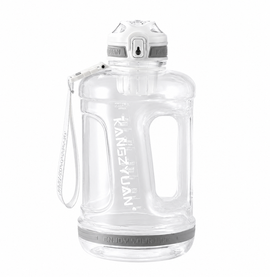 Пляшка для води KANGZYUAN 1500 мл Tritan BPA Free Біла  (із ручкою та ремінцем) | Зображення 1
