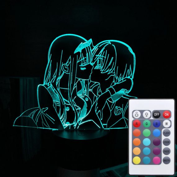 Акриловий світильник-нічник з пультом 16 кольорів Darling in the Franxx tty-n002191