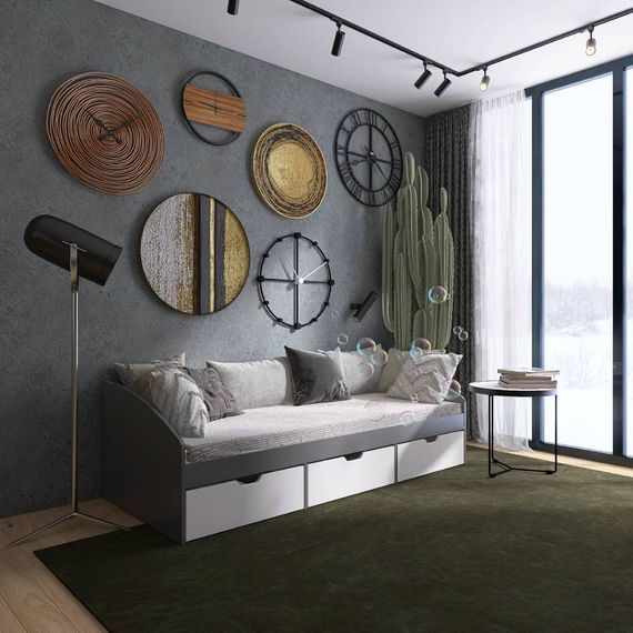 Ліжко односпальне з ящиками Еверест Комфорт 3 193х84х59  см Графіт/Німфея Альба (EVR-5736) | Зображення 1