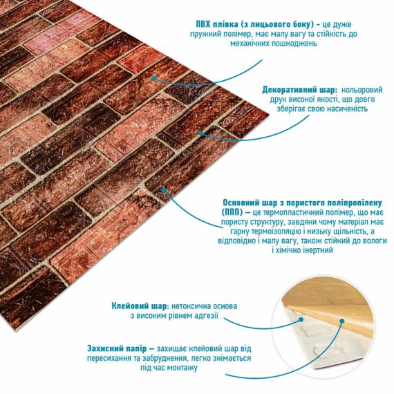 R179-2-20 Панель стінова у рулоні 3D 700х19600х2мм Коричневий SW-00002280 | Зображення 2