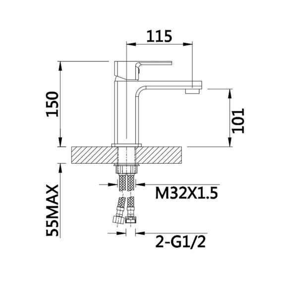 Змішувач для раковини Lidz Dozorca 001 (k35) LDDOZ001CRM45403 | Зображення 1