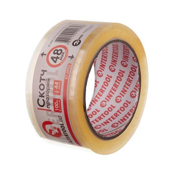 Скотч прозорий 48 мм*100 м*52 мкм INTERTOOL KT-09031 | Зображення 1