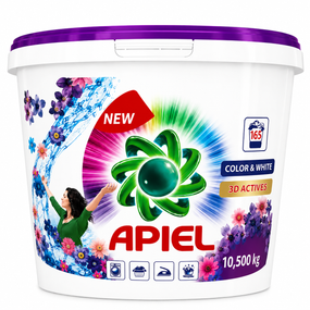 Пральний порошок сухий APIEL Color & White 10,5 кг (165 прань) універсальний для білого та кольорового одягу