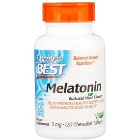 Мелатонін для сну Doctor's Best Melatonin 5 mg 120 Chewable Tabs Natural Mint Flavor DRB-00407