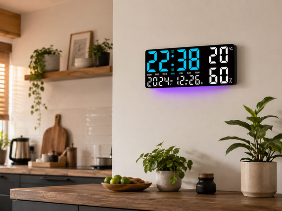 Часы настенные GH9002 / Цифровые настенные, настольные LED-часы / Часы + календарь, температура, влажность | Зображення 1