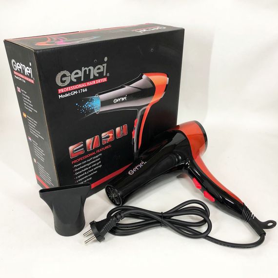 Фен GEMEI GM-1766 2.6кВт АС, фен для головы, женский фен для волос, фен сушка. Цвет: оранжевый | Зображення 8
