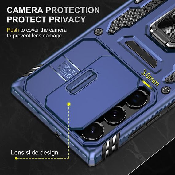 Ударостійкий чохол Camshield Army Ring для Samsung Galaxy S24 Ultra Синій / Navy | Зображення 4