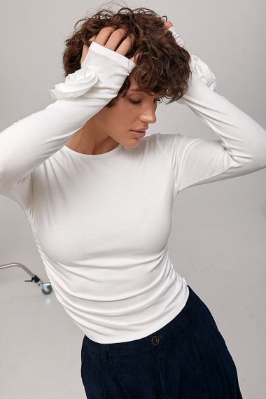 Еластичний лонг з трояндами - білий цвет, ONE SIZE (є розміри)