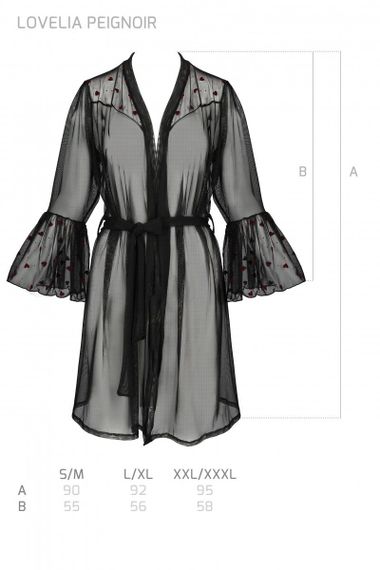 Воздушный пеньюар Passion LOVELIA PEIGNOIR L/XL Черный | Зображення 6