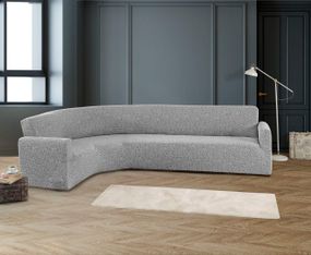 Жаккардовый чехол на угловой диван Stone без юбки светло-серый
