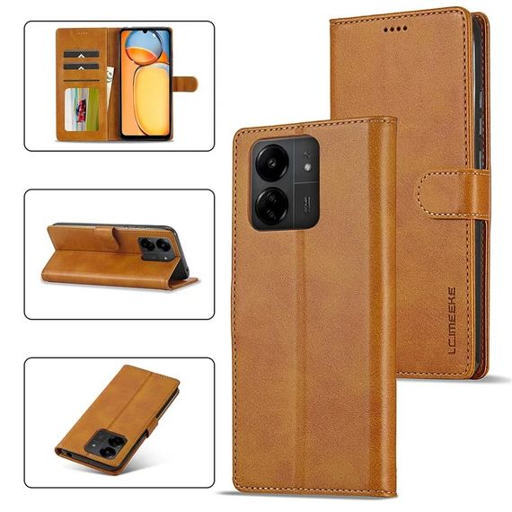 Чохол книжка iMeeke для Xiaomi Redmi 13C колір Коричневий