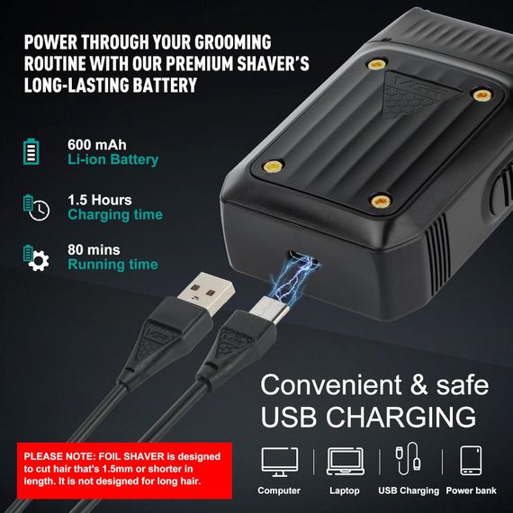 Электробритва VGR V-363 с USB-зарядкой и аккумулятором ∙ Бритва VGR V-363 – сеточная электробритва для путешествий | Зображення 1