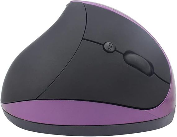 Эргономичная беспроводная мышь TYPE-C, вертикальная беспроводная мышь 2,4 ГГц, оптическая мышь с регулируемым разрешением 800/1200/1600 для маленьких рук (черная и фиолетовая) | Зображення 1