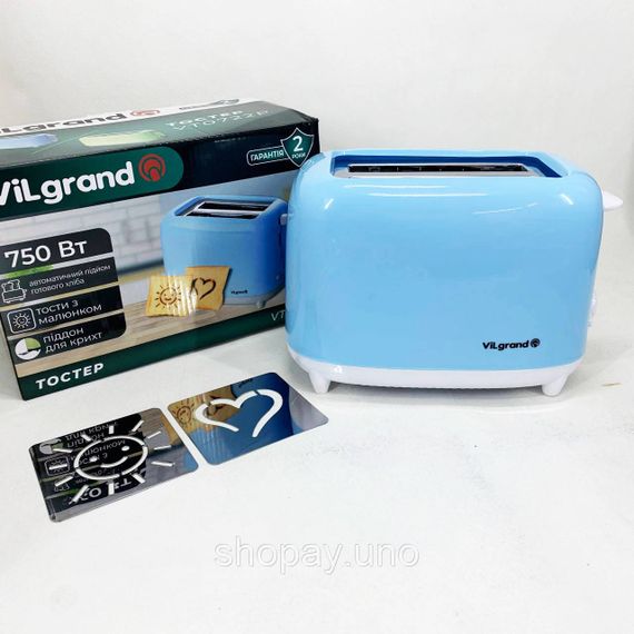 Тостер для дома и офиса VILGRAND, Электрический тостер для поджаривания хлеба Тостерница кухни PU-89 | Зображення 7