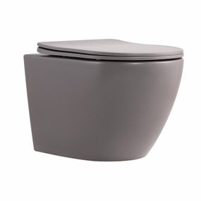 Унитаз подвесной Qtap Robin Ultra Quiet 520×365×340 мм, Stone grey, с сиденьем Slim Duroplast / Soft-close / Quick Release