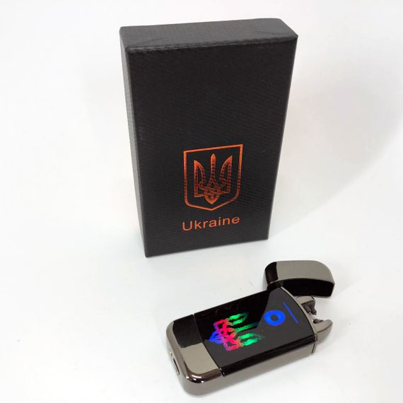 Дугова електроімпульсна запальничка із USB-зарядкою Україна LIGHTER HL-439. XA-734 Колір: чорний | Зображення 1