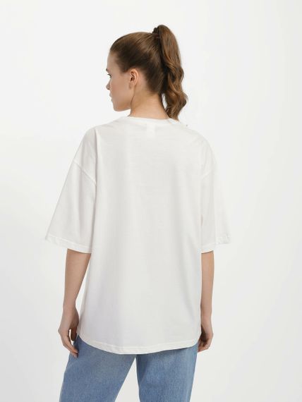 Футболка женская оверсайз молочная, 2XL | Зображення 1