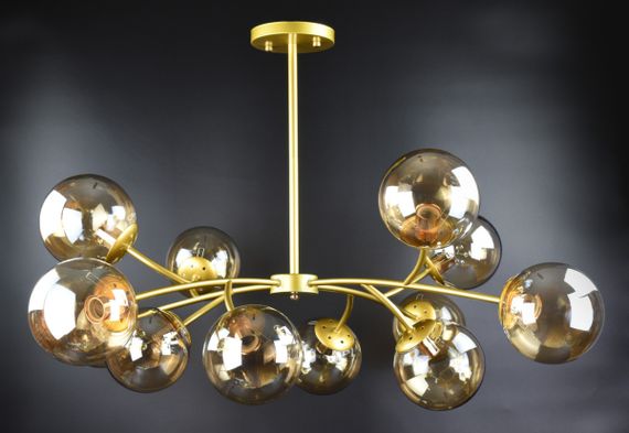 Люстра стельова на 12 лампочок 26207 Золото 45-65х110х110 см. | Зображення 1