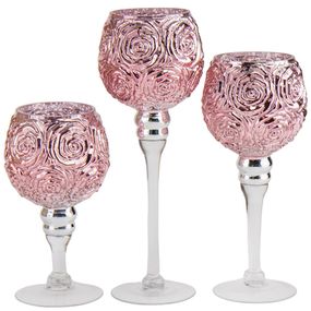 Подсвечники Rozerio Pink в наборе из 3 штук