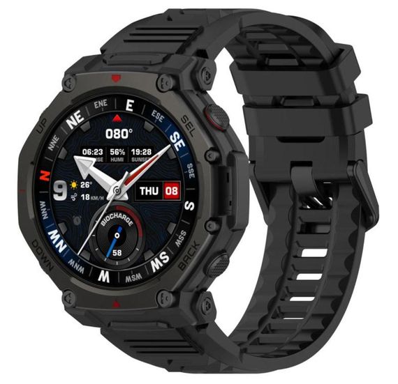 Силіконовий ремінець Primolux для смарт-годинника Amazfit T-Rex 3 Pro 48mm - Black | Зображення 2