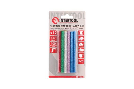 Клеевые стержни Intertool - 7,4 x 100 мм цветные перламутровые (12 шт.) (RT-1033) | Зображення 3