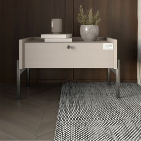 Тумба приліжкова LION Wood з однією шухлядою Кашемір (чорні ножки) (LION-041325)