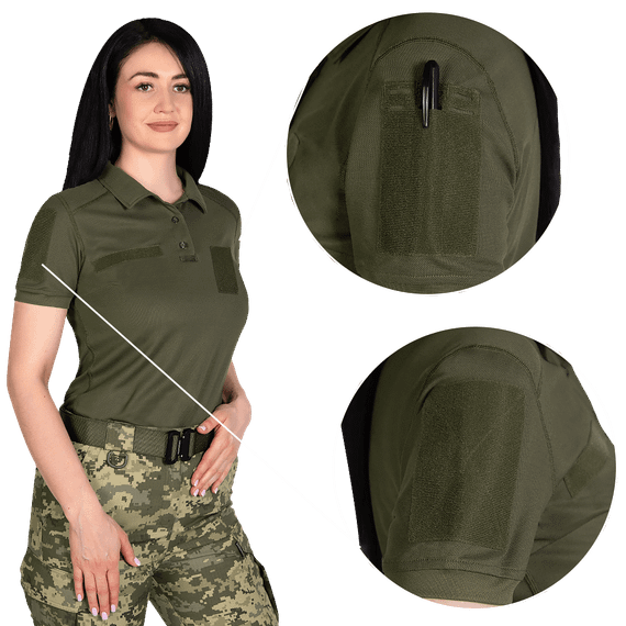 Жіноче поло Pani Army ID LT Олива  (8080), M | Зображення 3