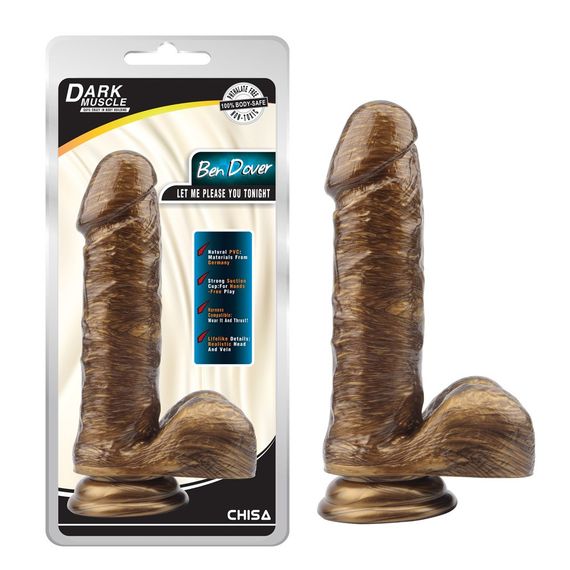 Фаллоимитатор реалистичный Chisa Dark Muscle с яичками на присоске, золотой sexstyle | Зображення 1