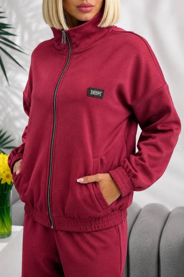 Костюм жіночий повсякденний, колір бордовий, 257R133 | Зображення 3
