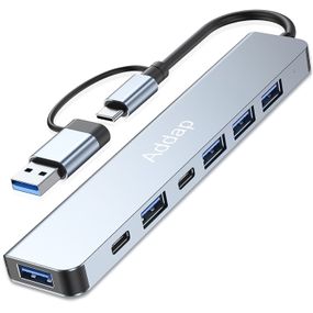 Мультифункциональный USB type-C хаб – разветвитель для ноутбука Addap MH-15D | Адаптер 7в1: USB 3.0 + USB 2.0 + SD + MicroSD + Type-C +  PD