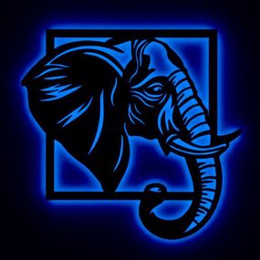 Панно декоративная картина на стену Слон LED подсветка 475х500 acr-p000169