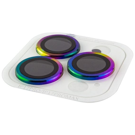 Захисне скло Metal Classic на камеру (у упак.) для Apple iPhone 17 Pro (6.3") / 17 Pro Max (6.9") Чорний / Black Бузковий / Rainbow | Зображення 3