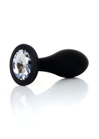 Анальна пробка - Jewellery Silicone Black Plug L Clear